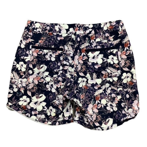 Women's Gloria Vanderbilt 12 L Large Floral Navy Purple Chino Khakis Shorts New - Picture 5 of 11